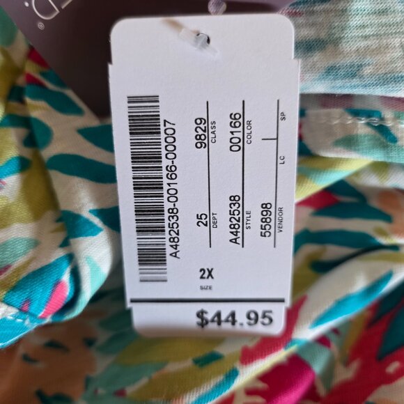 NEW C J Banks Artsy Floral Top Tank Cotton Modal Ruching Side Soft Plus Size 2X - Picture 7 of 9